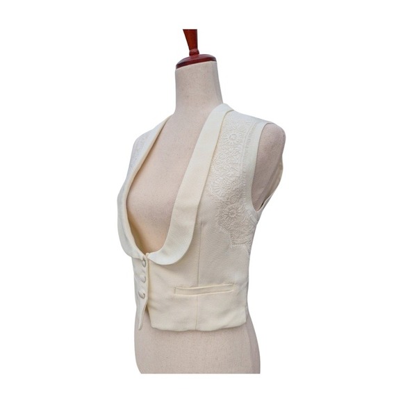 NWT The Kooples White Textured Lace Trim Vest Size FR36/US4 - Picture 3 of 12